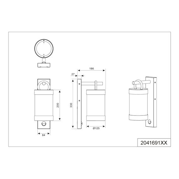 Trio Leuchten Außen Wandleuchte Sambesi 204169142, Aluminium Druckguss Anthrazit, Acryl klar, exklusiv 1x E27, Bewegungssensor