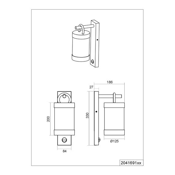 Trio Leuchten Außen Wandleuchte Sambesi 204169135, Aluminium Druckguss Anthrazit mit Holznachbildung, exkl. 1x E27, Bewegungssensor, Holzfarbig
