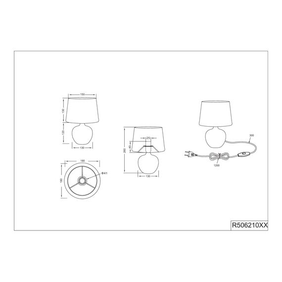 Reality Leuchten Tischleuchte Luxor R50621035, Keramik holzfarbig, Schirm Stoff Beige, exkl. 1x E27