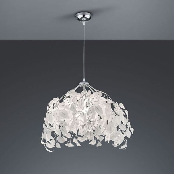 Reality Leuchten Pendelleuchte Leavy R10461901, Metall Nickel matt, Schirm Kunststoff weiß, 1 x E27, 38 x 38 x 150 cm