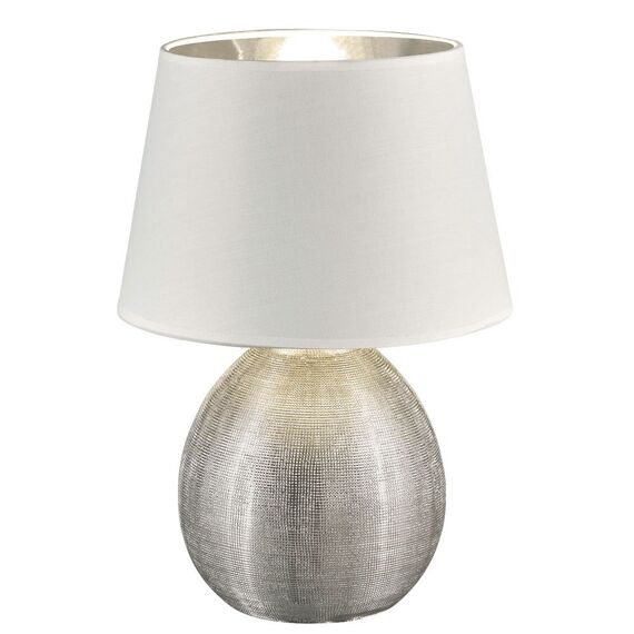 Reality Leuchten R50631089 Luxor, Tischleuchte, Keramik, E27, Silber, 24 x 24 x 35 cm