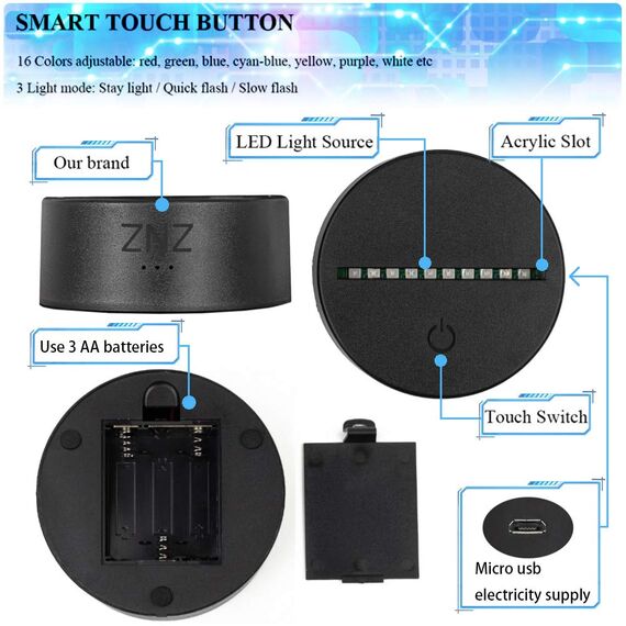 ZNZ 3D Lampe, LED Illusion Led Nachtlicht, 16 Farbwechsel 3 Modell mit Remote & Smart Touch Lampe Weihnachts Geschenke für Kinder Männer Frauen (6-Death Star)