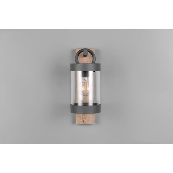 Trio Leuchten Außen Wandleuchte Sambesi 204160135, Aluminium Druckguss Anthrazit mit Holznachbildung, exkl. 1x E27, Holzfarbig