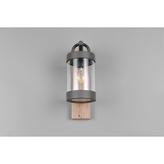 Trio Leuchten Außen Wandleuchte Sambesi 204160135, Aluminium Druckguss Anthrazit mit Holznachbildung, exkl. 1x E27, Holzfarbig