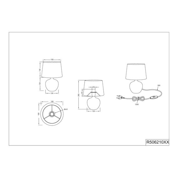 Reality Leuchten R50621089 Luxor, Tischleuchte, Keramik, E14, Silber, 18 x 18 x 26 cm (Packung mit 2)