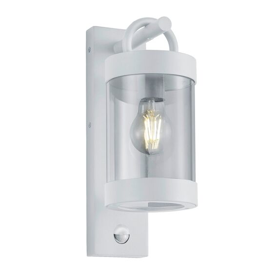 Trio Leuchten Außen Wandleuchte Sambesi 204169131, Aluminium Druckguss Weiß matt, Acryl klar, exklusiv 1x E27, Bewegungssensor