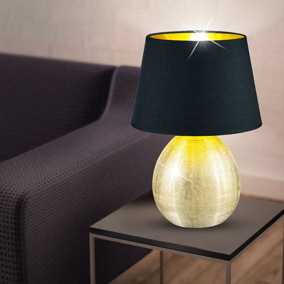 Reality Leuchten R50631079 Luxor, Tischleuchte, Keramik, E27, Gold, 24 x 24 x 35 cm