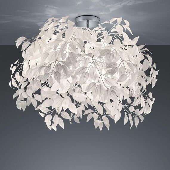 Reality Leuchten Deckenleuchte Leavy R60463001, Metall Nickel matt, Schirm Kunststoff weiß, 70 x 70 x 73 cm