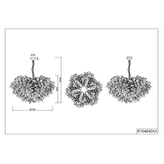 Reality Leuchten Pendelleuchte Leavy R10464032, Metall schwarz, Schirm Kunststoff schwarz/goldfarbig, exkl. 4x E14