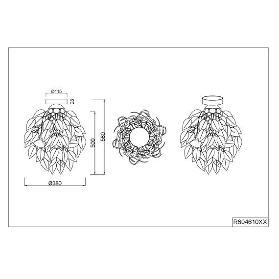 Reality Leuchten Deckenleuchte Leavy R60461032, Metall schwarz, Schirm Kunststoff schwarz/goldfarbig, exkl. 1x E27