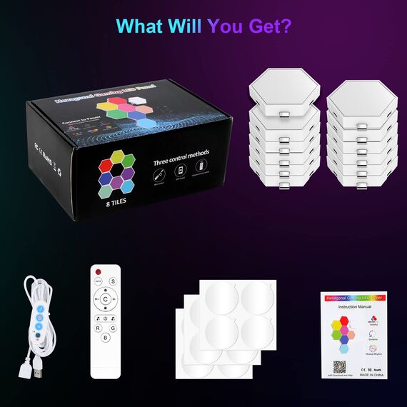 KIMIMARA Sechseckige LED-Wandleuchten – 12 Stück LED-Panels sechseckige Lichter Gaming RGB Paneele Synchron Musik Hexagone Panel Wand Licht für Gaming Zimmer