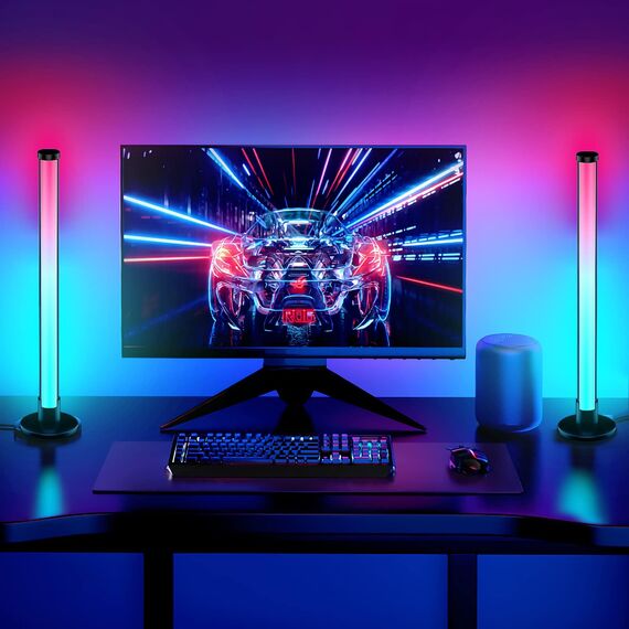 ELOUYCKE Smart LED Lightbar 2er Set, RGB Lampe TV Hintergrundbeleuchtung funktioniert Sync mit Musik und APP Control Steuerung für Gaming, Filme, PC, Raumdekoration