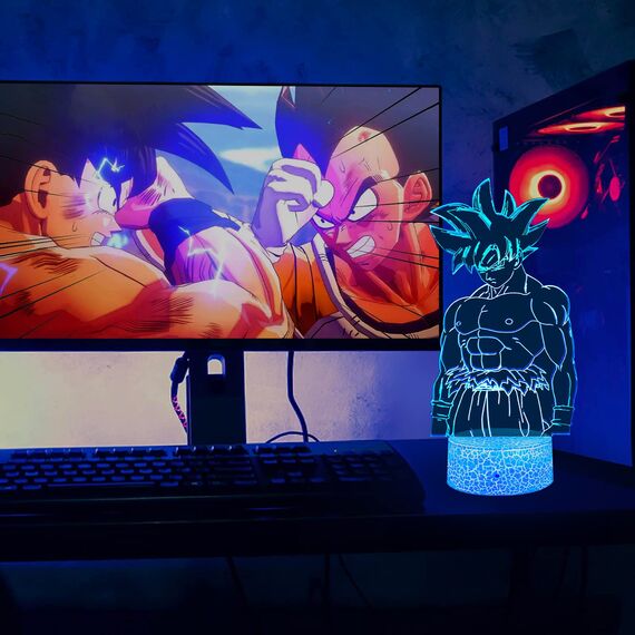 Dragon Ball Geschenke Spielzeug Dekoration Nachtlicht 3D LED Illusion Lampe Mit Fernbedienung & Touch 7 Farben + 16 Farben wechselnd Opreated Dimmbare Nachttischlampe für Kinder Männer Goku Fans