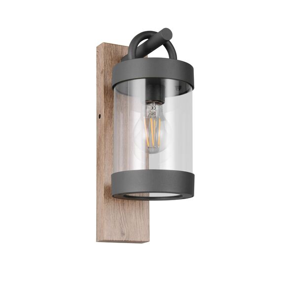 Trio Leuchten Außen Wandleuchte Sambesi 204160135, Aluminium Druckguss Anthrazit mit Holznachbildung, exkl. 1x E27, Holzfarbig