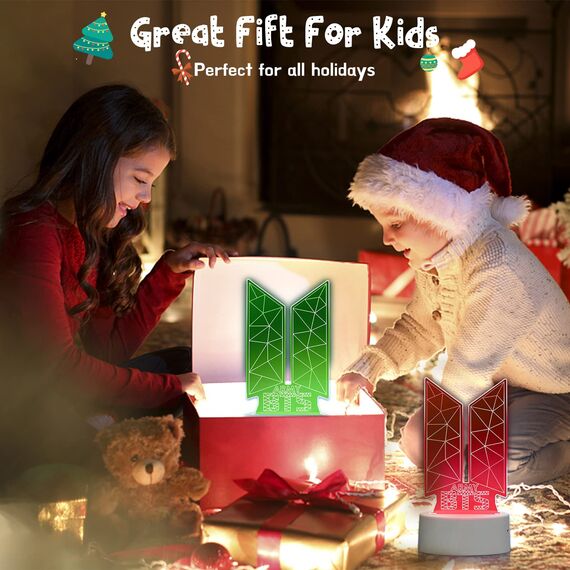 Eygerur Kpop BTS Nachtlicht für Kinder, BTS Geschenke Frauen, 3D LED Illusionslampen Mit Fernbedienung & Touch 16 Farben Nachttischlampe für Kinder Frauen BTS Fans