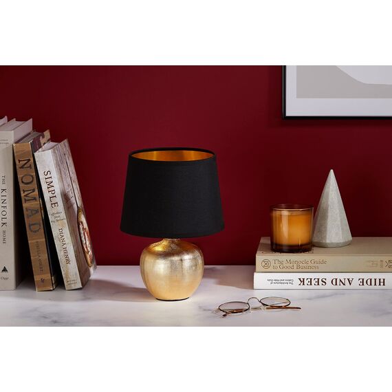 Reality Leuchten R50621079 Luxor, Tischleuchte, Keramik, E14, Gold, 18 x 18 x 26 cm (Packung mit 2)