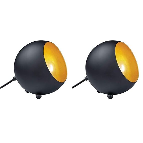 Reality Leuchten Tischleuchte Billy R50101032, Metall schwarz matt/goldfarbig, E14 Fassung, 14 x 15 x 15 cm (Packung mit 2)