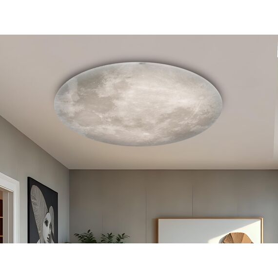 Trio Leuchten LED Deckenleuchte Lunar 627516000, Acryl mit Mondmotiv, Mondphase wechselbar, 1 x 40 Watt LED, Helligkeit einstellbar, Nachtlicht Funktion, inkl. Fernbedienung, Weiß