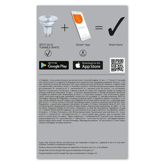 Ledvance SMARTWIFIPAR165W/827230VTWFRGU104X3LEDV Smarte LED Lampe für Home, Lichtfarbe Änderbar, 50W-Ersatz