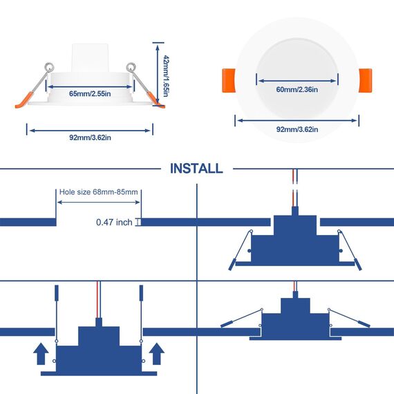 HYDONG Smart LED Einbaustrahler Flach 8W LED Spots 230V, IP44 Bad Einbauleuchten 68mm Kompatibel mit Alexa, Warmweiß & RGB Bluetooth Deckenspots Farbwechsel für Wohnzimmer Schlafzimmer Küche, 6er Set