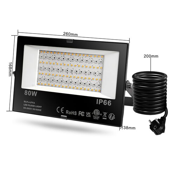 DUSKTEC LED Strahler RGB mit Stecker Dimmbar, Außenstrahler Bunt 80W 2 Stück, Outdoor LED Fluter Warmweiss 230V, Smart Flutlicht Flutlichtstrahler Bluetooth APP Steuerbar für Baum Garten Innen