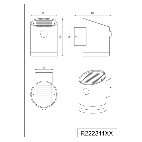 Reality Leuchten LED Solar Außenwandleuchte Salta R22231142, Kunststoff anthrazit, inkl. 3 Watt LED, Bewegungsmelder