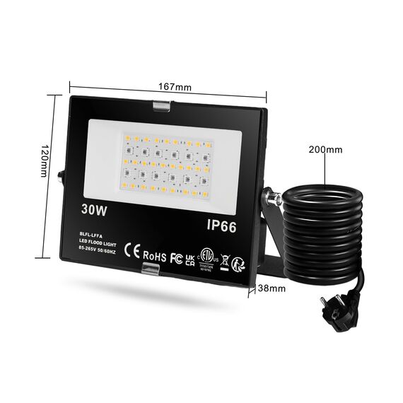 DUSKTEC LED Strahler RGB Warmweiß Außen Dimmbar, 2er Flutlicht LED Scheinwerfer Bunt 30W mit Stecker, Flutlichtstrahler Bluetooth APP Steuerung IP66 Wasserdicht, Fluter Beleuchtung Innen Outdoor Baum