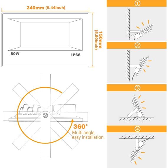 RGB LED Strahler Außen 80W Bluetooth APP Steuerung Fluter Beleuchtung Outdoor, 2700K&Million Farben Dimmbar Smart Flutlichtstrahler IP66 Wasserdicht Außenstrahler Flutlicht Garten Stimmungslichter 1