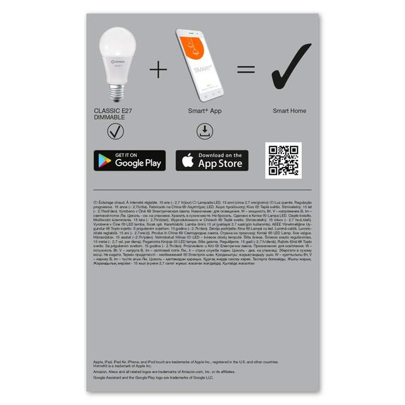 Ledvance SMARTWIFIA60 9W/827 230VDIMFRE274X3LEDV Smarte LED Lampe für Home, Dimmbar, 60W-Ersatz