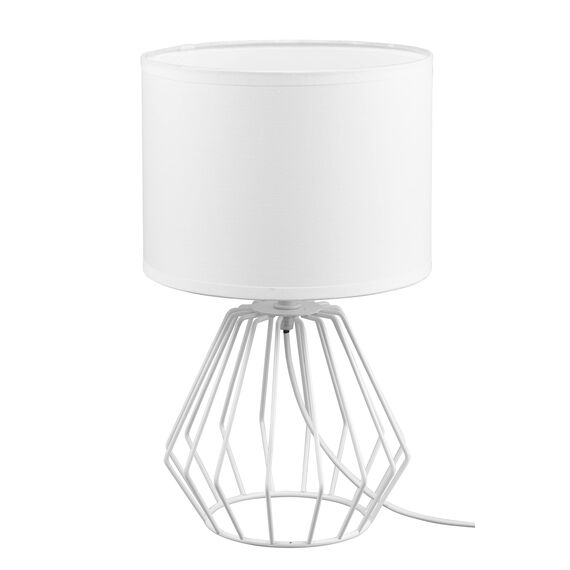 Reality Leuchten Tischleuchte Chuck R50931001, Metall Weiß matt, Stoffschirm weiß, exklusiv 1x E14