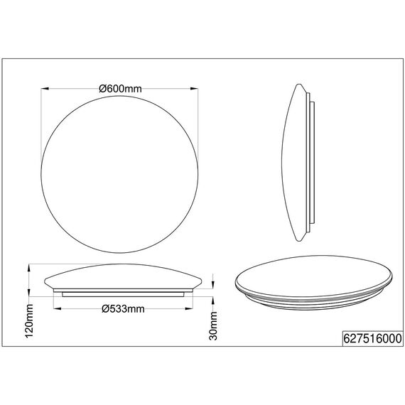 Trio Leuchten LED Deckenleuchte Lunar 627516000, Acryl mit Mondmotiv, Mondphase wechselbar, 1 x 40 Watt LED, Helligkeit einstellbar, Nachtlicht Funktion, inkl. Fernbedienung, Weiß