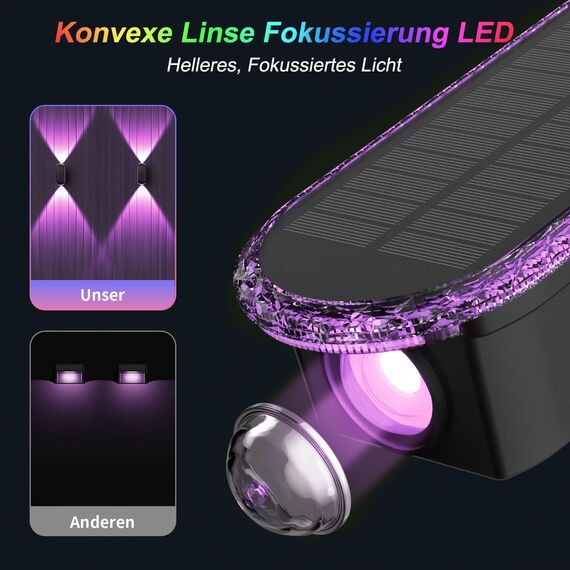 ELLASAY Solarlampen für Außen,RGB Solar Wandleuchte Up and Down Leuchten Aussen IP65 Wasserdicht,7 Farben Heller Solarleuchten für Garten Kabellos für Hof Garten Haus Deck Porch Zaun 4 Pack