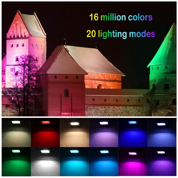 ChangM RGB LED Strahler Fluter Außen Bluetooth Objektbeleuchtung 2er Pack 30W LED Fluter Flutlichtstrahler, IP66 Wasserdicht Flutlicht, Garten Stimmungslichter
