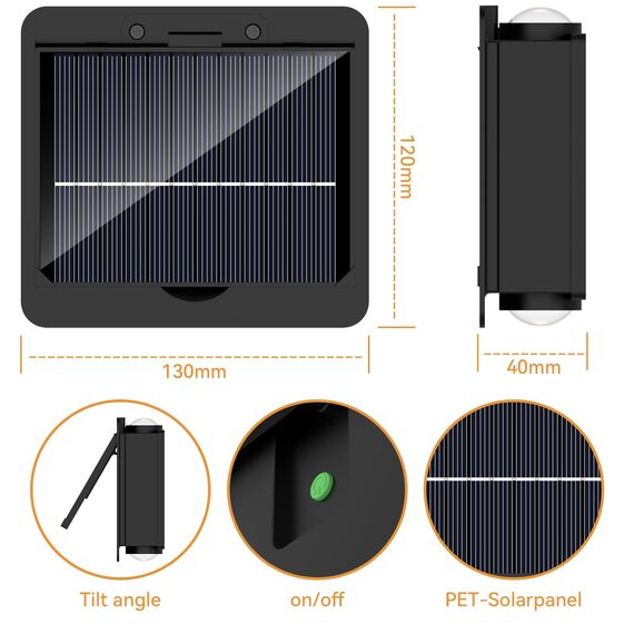 Talwei Solar Wandleuchte Aussen Up and Down Leuchten Solarleuchte für Außen Warmweiß Led Beleuchtung Wasserdichte Wandleuchte Wand kabellos Wasserdichte Zaun (2, 4 LEDs)
