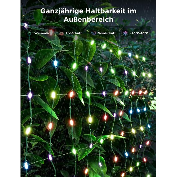 Govee Lichterkette Netz für Büsche mit 240 LEDs, 0.87×1.45M Smart Lichternetz Außen mit Vielfältige Modi, DIY Funktion für Strauch, Rasen Dekor, IP67 Wasserdicht mit Alexa, Google Assistant