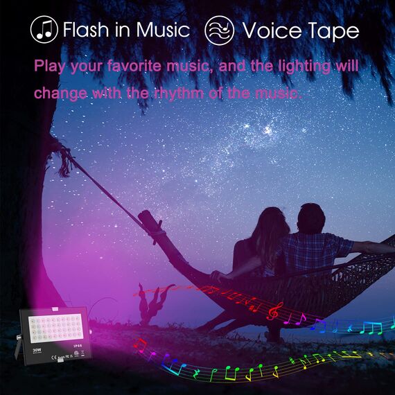 ChangM RGB LED Strahler Fluter Außen Strahler 30W 4 Pack Bluetooth APP-Steuerung 16 million Farben Smart Flutlichtstrahler, IP66 Außenstrahler Wasserdicht Flutlicht, Garten Stimmungslichter