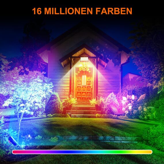 DUSKTEC LED Strahler RGB mit Stecker Dimmbar, Außenstrahler Bunt 80W 2 Stück, Outdoor LED Fluter Warmweiss 230V, Smart Flutlicht Flutlichtstrahler Bluetooth APP Steuerbar für Baum Garten Innen
