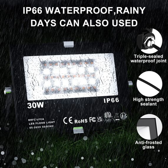 ChangM RGB LED Strahler Fluter Außen Strahler 30W 4 Pack Bluetooth APP-Steuerung 16 million Farben Smart Flutlichtstrahler, IP66 Außenstrahler Wasserdicht Flutlicht, Garten Stimmungslichter