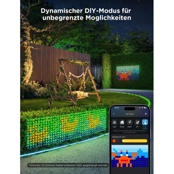 Govee Lichterkette Netz für Büsche mit 480 LEDs, 0.87×2.9M Smart Lichternetz Außen mit Vielfältige Modi, DIY Funktion für Strauch, Rasen Dekor, Kompatibel mit Matter Alexa, IP67 Wasserdicht