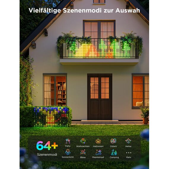 Govee Lichterkette Netz für Büsche mit 480 LEDs, 0.87×2.9M Smart Lichternetz Außen mit Vielfältige Modi, DIY Funktion für Strauch, Rasen Dekor, Kompatibel mit Matter Alexa, IP67 Wasserdicht