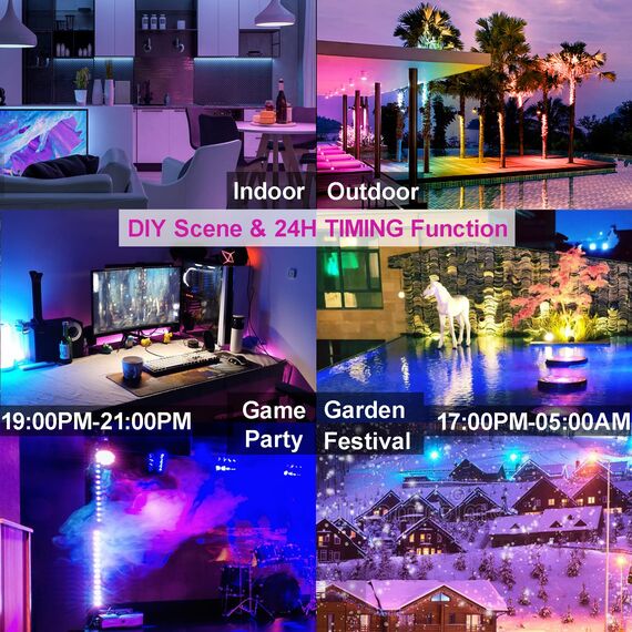 RGB LED Strahler Außen 80W Bluetooth APP Steuerung Fluter Beleuchtung Outdoor, 2700K&Million Farben Dimmbar Smart Flutlichtstrahler IP66 Wasserdicht Außenstrahler Flutlicht Garten Stimmungslichter 1