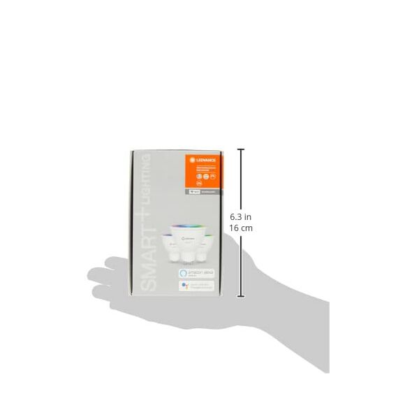 LEDVANCE LED-Reflektorlampe mit WiFi Technologie, Sockel GU10, Lichtfarbe änderbar (2700-6500K), RGB Farben , Dimmbar, ersetzt Reflektorlampen mit 32 W, SMART+ WiFi SPOT RGBW, 3er-Pack