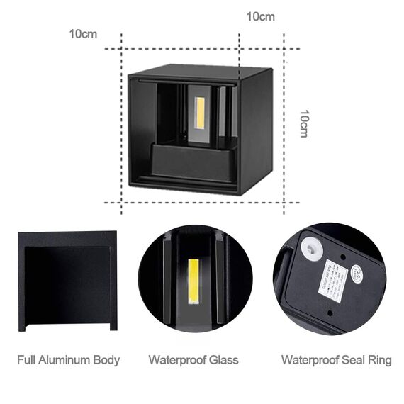 ZHMA 12W Wandleuchte Innen/Außenbereich mit Einstellbar Abstrahlwinkel,3000K Warmes Licht Wandlampe LED Up and Down Leuchten Aussen Wasserdicht IP65 für Flur, Eingangsbereich, Hauswand
