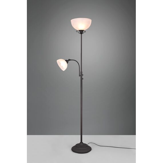 Reality Leuchten Stehleuchte Country R46322024, Metall rostfarbig, Glas alabasterfarbig weiß, exklusiv 1x E27 u. E14