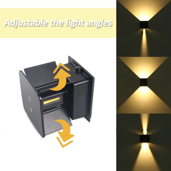 ZHMA 12W Wandleuchte Innen/Außenbereich mit Einstellbar Abstrahlwinkel,3000K Warmes Licht Wandlampe LED Up and Down Leuchten Aussen Wasserdicht IP65 für Flur, Eingangsbereich, Hauswand