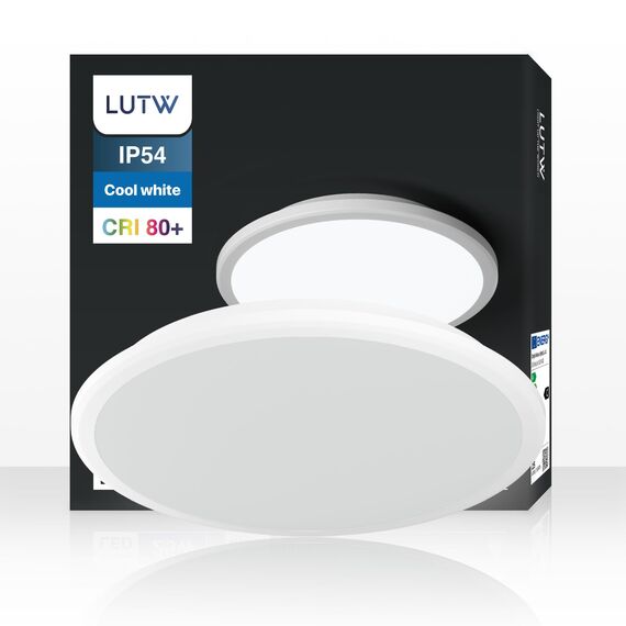 LUTW Deckenlampe LED 24W, LED Deckenleuchte Flach Rund Warmweiß 3000K 2400lm, Badezimmer Lampe IP54 Wasserfest, Badlampe Decke Modern für Wohnzimmer Schlafzimmer Küche, Ø30CM