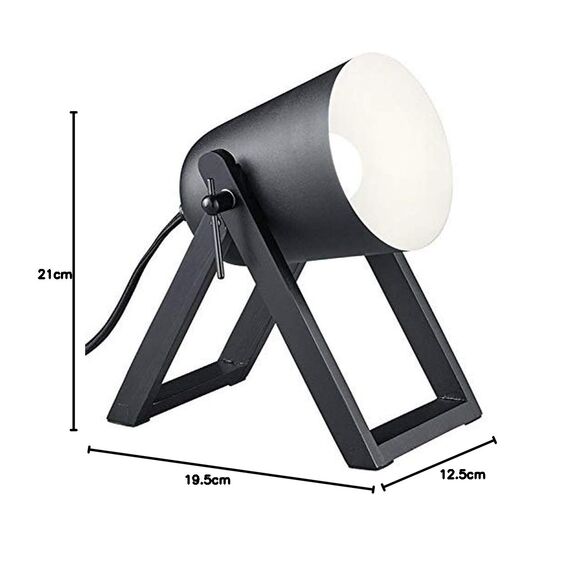 Reality Leuchten R50721032 Marc, Tischleuchte, E27, Schwarz matt, 12.5 x 19.5 x 21 cm