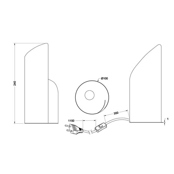 Reality Leuchten Tischleuchte Frank R50161032, Metall Schwarz matt/Goldfarbig, exkl. 1x E14, 10 x 10 x 24 cm