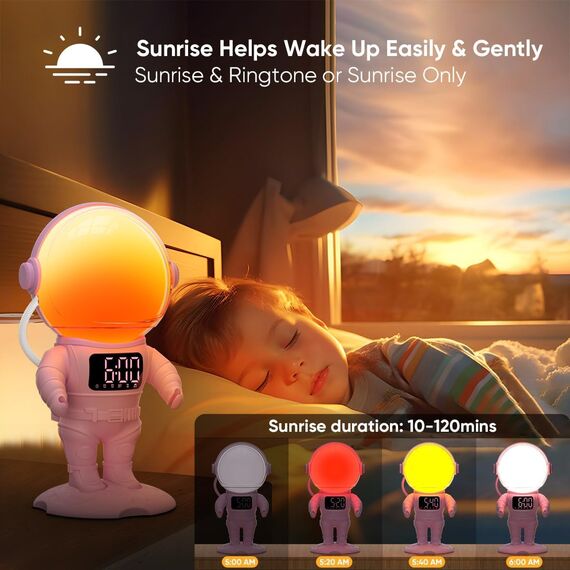 Tageslichtwecker Sonnenaufgang Lichtwecker Wecker mit Licht, Sunrise Wake Up, Smart Bluetooth Lautsprecher, 30 White Noise,Timer,Dual Alarm, Dimmbare Nachtlicht mit Farbewechel für Erwachsene & Kinder