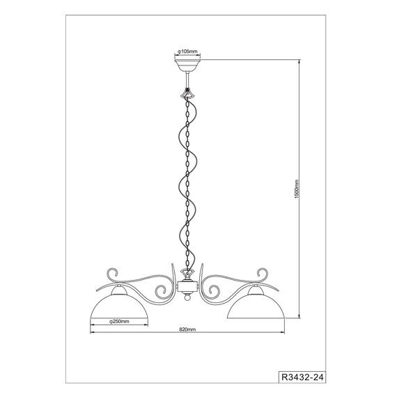 Reality Leuchten R3432-24 Pendelleuchte, Glas, Metall, E27, Rostfarben, 83x150 cm